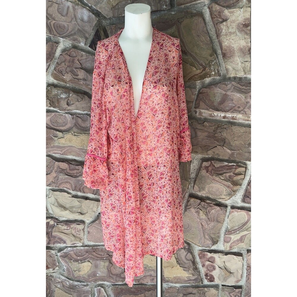 Oscar de La Renta Pink Label Nightgown Robe Small Floral Vintage. Size L no belt